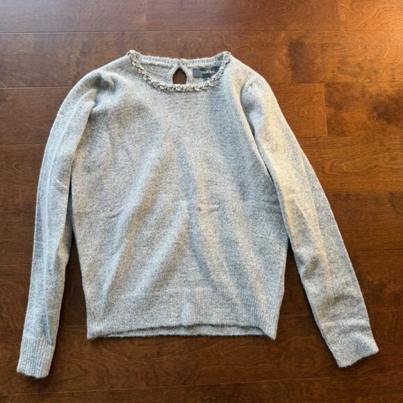 ModCloth Gray Sweater with Beaded Collar – Size M - Picture 2 of 3